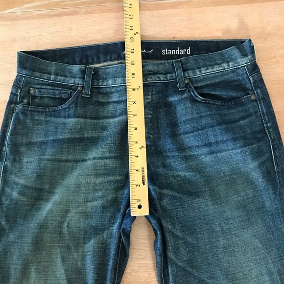 7 For all Mankind Standard Jeans Men 34x34 Blue Mid Rise Button Fly Stretch - Picture 9 of 15